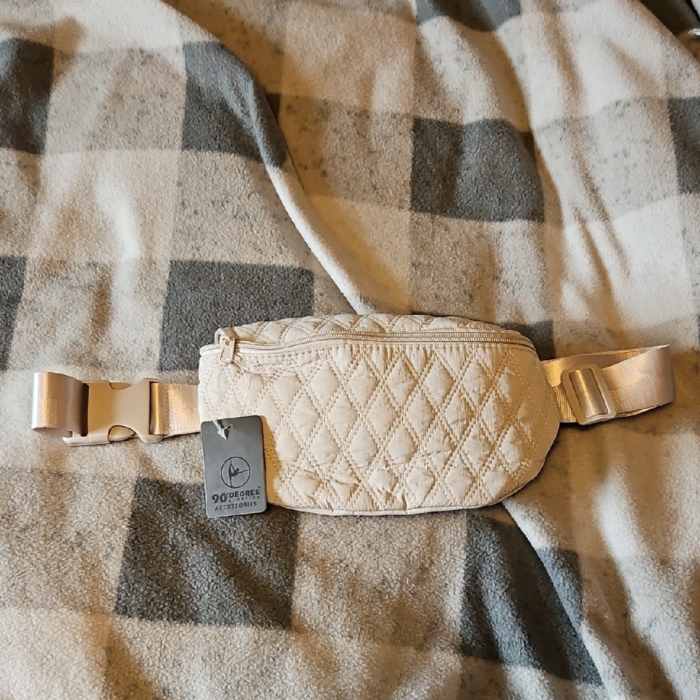 90 Degree By Reflex Quilted Beige Belt Bag